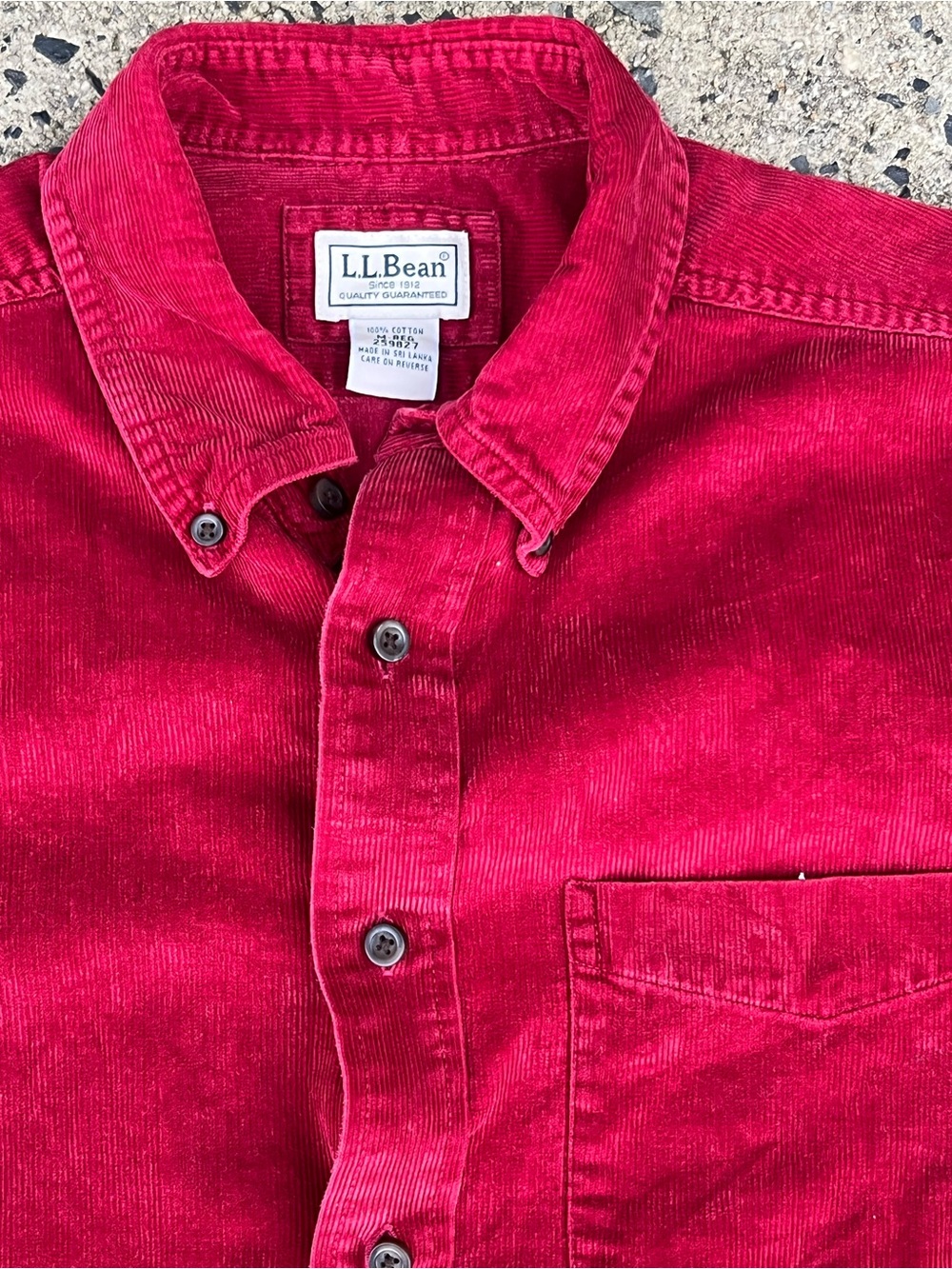 L.L. Bean Men's Corduroy Button-Down Shirt — Bright Red